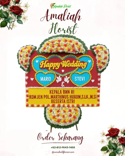 Karangan Papan Bunga Pernikahan di Teritip
